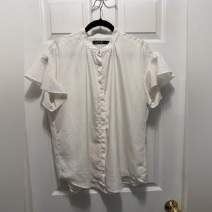 Lauren Ralph Lauren Cream Ruffle Sleeve Blouse